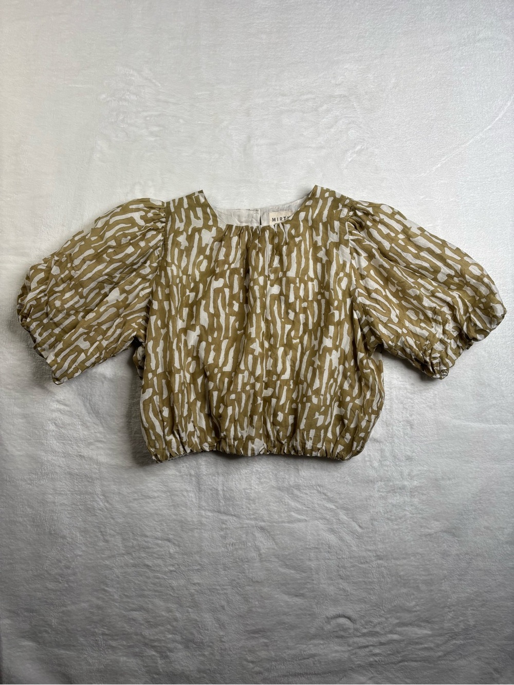 Mirth Puff-Sleeve Blouse in Mustard Yellow White